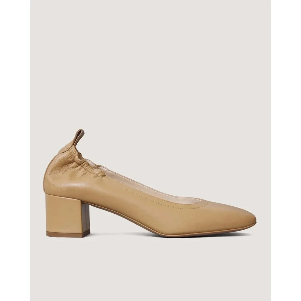 Everlane The Day Heel Light Taupe Leather Ballet Shoe Beige Tan Nude Sz 7.5 Chic